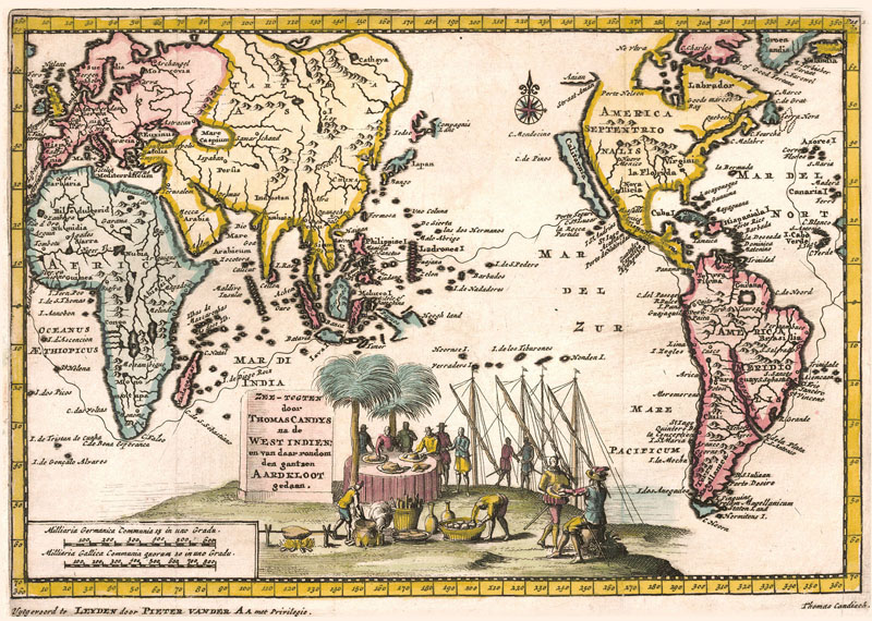 Wereldkaart 1707 Pieter van der Aa
